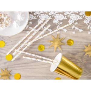 10 Pailles Cartonnées Etoiles Dorées