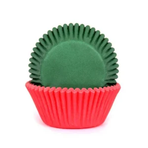 50 Caissettes à Cupcakes - Vert & Rouge