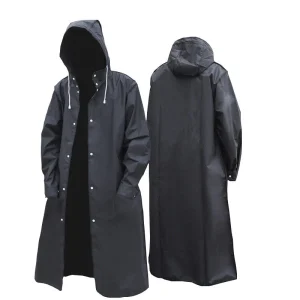 Long imperméable à capuche