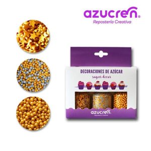 Set/3 Décorations en Sucre Or & Argent – 80 g